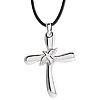 Sterling Silver Ladies' Cross with Dove Necklace on Black Cord