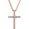 14kt Rose Gold Tiny .08 ct Diamond Cross 16in Necklace
