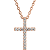 14kt Rose Gold Tiny .08 ct Diamond Cross Necklace 16in