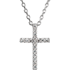 14kt White Gold Tiny .08 ct Diamond Cross Necklace 16in