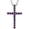 Small Amethyst Cross 16in Necklace 14k White Gold