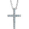 Small Blue Topaz Cross 16in Necklace 14k White Gold