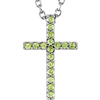 Small Peridot Cross 16in Necklace 14k White Gold