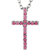Small Pink Tourmaline Cross 16in Necklace 14k White Gold