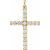 14k Yellow Gold 1.37 ct Diamond Cross Pendant