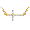 14kt Yellow Gold .08 ct Diamond Sideways Cross Necklace