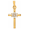 14k Yellow Gold .07 ct tw Diamond Cluster Cross Pendant