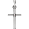 14kt White Gold 3/4in Classic Cross Pendant with Diamond Accent