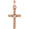 14kt Rose Gold Diamond Rope Textured Cross