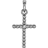 14kt White Gold 3/4in Beaded Cross with Diamond Accent
