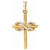 14k Yellow Gold .06 ct tw Diamond Infinity Symbol Cross Pendant