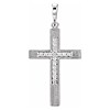 14k White Gold .08 ct Diamond Latin Cross Pendant with Grooves