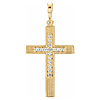 14k Yellow Gold .08 ct Diamond Latin Cross Pendant with Grooves