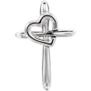 14kt White Gold 3/4in Cross Pendant with Heart