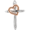 14kt White Gold 3/4in Cross Pendant with Rose Gold Heart