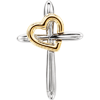14kt White Gold 3/4in Cross Pendant with Yellow Gold Heart