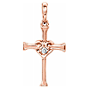 14k Rose Gold .025 ct Diamond Cross with Heart Pendant