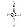 14k White Gold .025 ct Diamond Cross with Heart Pendant