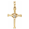 14k Yellow Gold .025 ct Diamond Cross with Heart Pendant