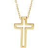 14k Yellow Gold Open Cross Necklace 18in