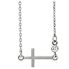 14k White Gold Sideways Cross Necklace with .03 ct tw Diamond
