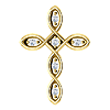14k Yellow Gold 1/10 ct Diamond Accented Cross Pendant