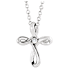 14k White Gold Tiny .015 ct Diamond Loop Cross Necklace