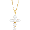 14k Yellow Gold Freshwater Cultured Pearl Cross Necklace 18in