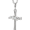 14k White Gold .06 ct Diamond Cluster Cross Necklace