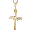 14k Yellow Gold .06 ct Diamond Cluster Cross Necklace