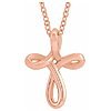 14k Rose Gold Kids' Open Loop Cross Necklace