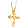 14k Yellow Gold Kids' Open Loop Cross Necklace