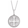 14k White Gold .025 ct tw Diamond Jerusalem Cross Necklace