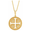 14k Yellow Gold .025 ct tw Diamond Jerusalem Cross Necklace
