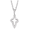 14k White Gold Petite Open Pointed Cross Necklace