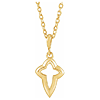 14k Yellow Gold Petite Open Pointed Cross Necklace