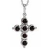 14K White Gold Small Black Cabochon Onyx Cross Necklace