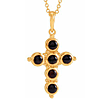 14K Yellow Gold Small Black Cabochon Onyx Cross Necklace