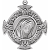 14k White Gold Virgin Mary Cross Pendant