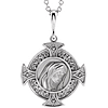 14k White Gold Virgin Mary Cross Necklace