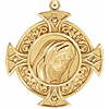 14k Yellow Gold Virgin Mary Cross Pendant