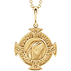 14k Yellow Gold Virgin Mary Cross Necklace