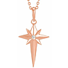 14k Rose Gold .03 ct Diamond Celestial Cross Necklace