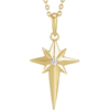 14k Yellow Gold .03 ct Diamond Celestial Cross Necklace