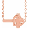 14k Rose Gold Sideways Cross and Heart Necklace 18in