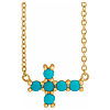 14k Yellow Gold Turquoise Sideways Cross Necklace