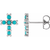 14k White Gold Small Turquoise Cross Earrings