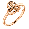 14k Rose Gold Heart Sideways Cross Ring