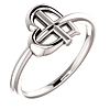 14k White Gold Heart Sideways Cross Ring