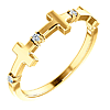 14k Yellow Gold .05 ct tw Diamond Sideways Cross Ring